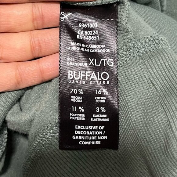 Buffalo David Bitton Men’s Oversized Sage Green Hoodie - XL - Picture 7 of 12